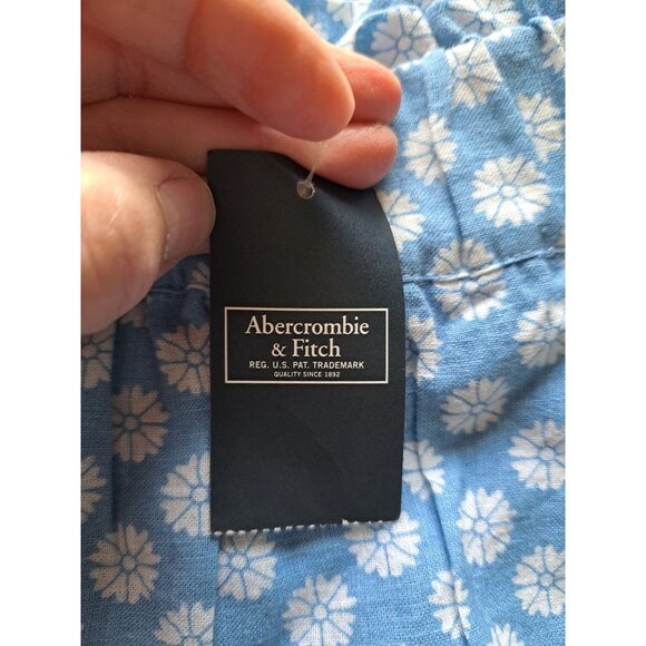 New Abercrombie & Fitch Womens Blue Floral Linen Blend Elastic Waist Shorts XS - Picture 4 of 11